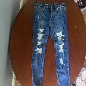 American Eagle Outfitters Women’s Blue Distressed Skinny Jeans